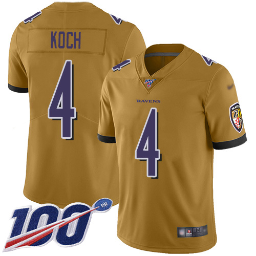 Baltimore Ravens Limited Gold Men Sam Koch Jersey NFL Football 4 100th Season Inverted Legend